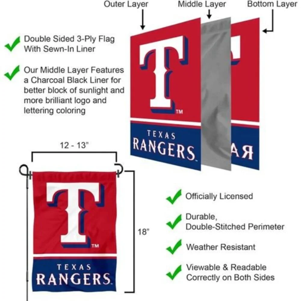 MLB Licensed Texas Rangers 2023 World Series Garden Flag 13 by‎ 18 Inches